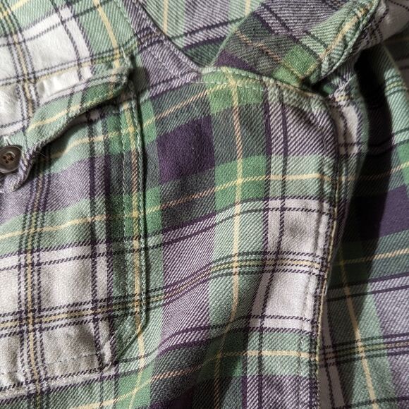 Women's Green and White Plaid Button Down Shirt by Filson. Size S - Picture 4 of 5